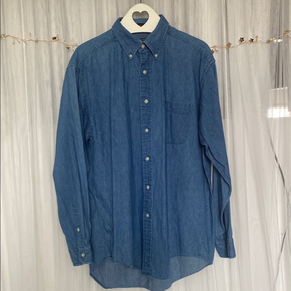Y2K Vintage Alexander Julian Blue Denim Casual Button Down Shirt Size Large
